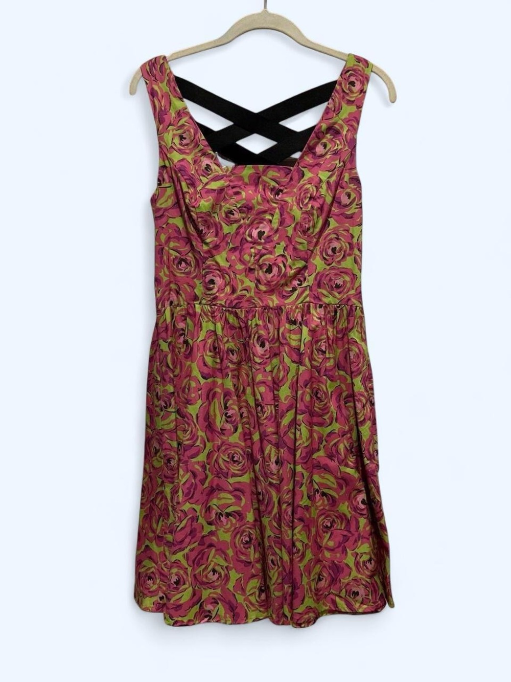 NWT deadstock vintage y2k Betsey Johnson dress - Pink and green rose bud floral